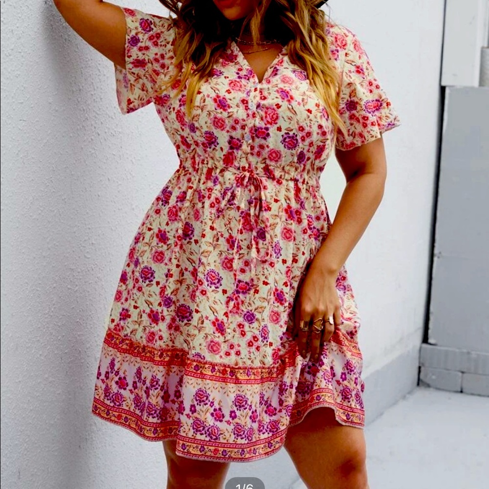 SHEIN lightweight cute pink floral dress